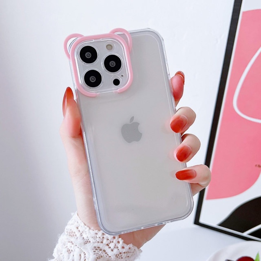 iPhone 11 / 13 Pro Max Case Bear Ear Folding Kickstand Stand Pink New